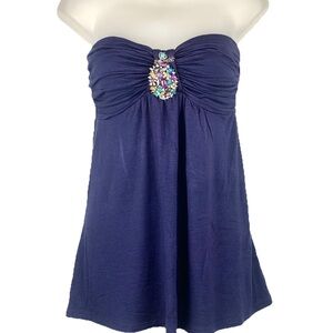 Maude Strapless Top Purple Rhinestone Accent Boho Y2K Chic Size S